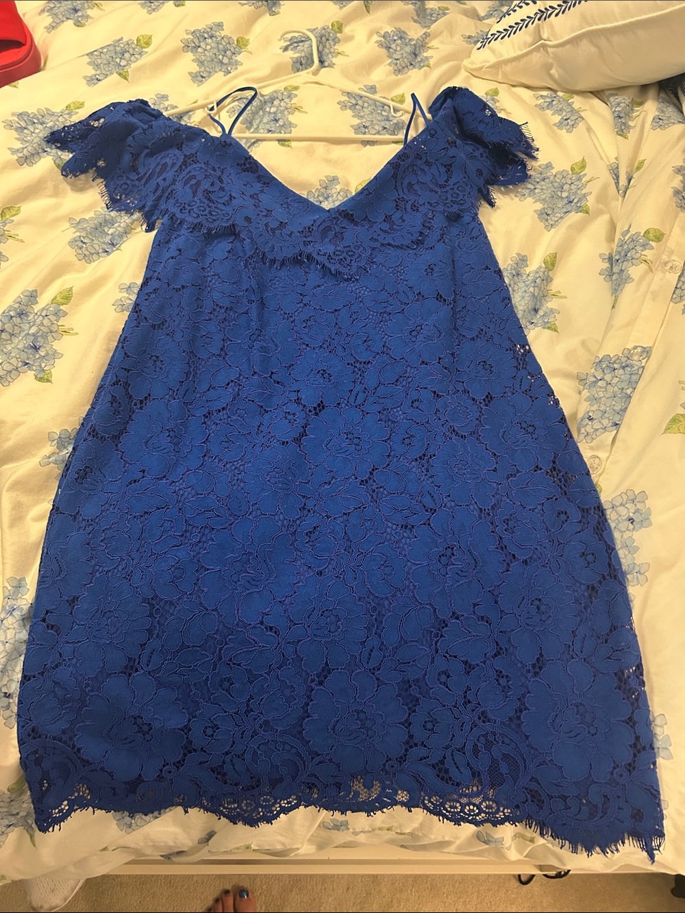 Ralph Lauren Cobalt Blue Lace Off-Shoulder Mini Dress